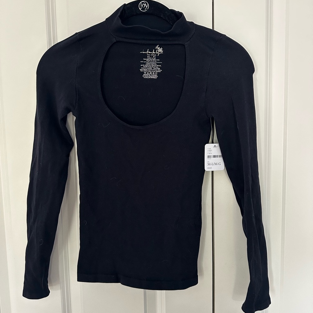 NWT Free People Intimately Keyhole Cut Out Neckline Black Top - M/L